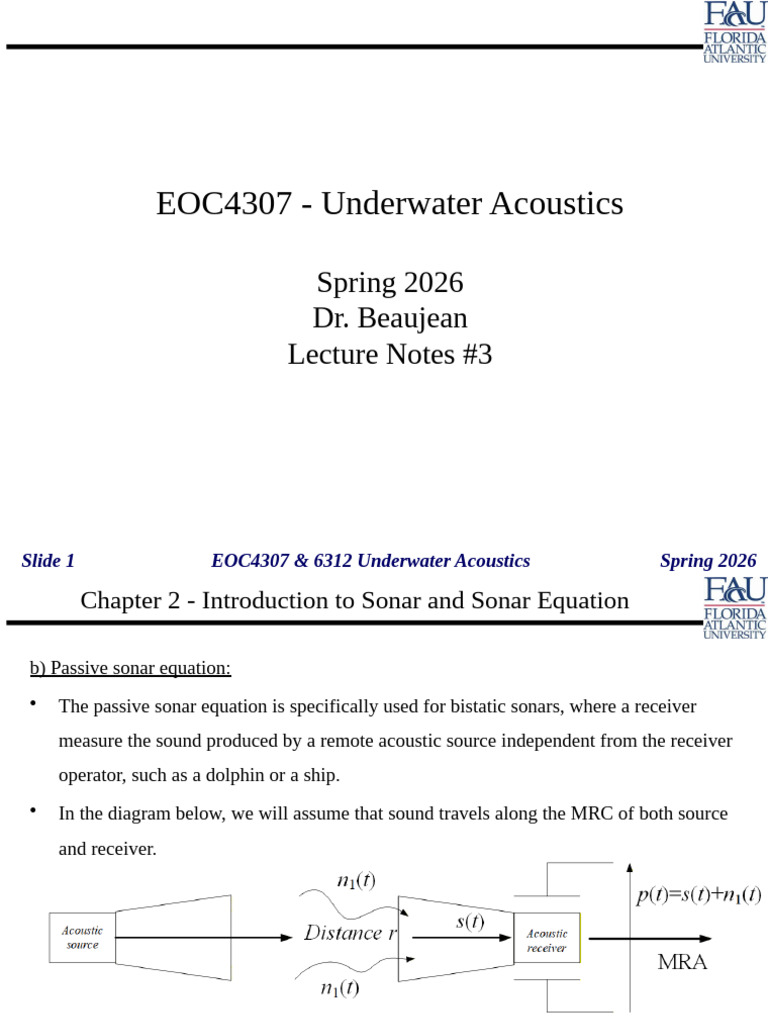 Underwater Acoustics: Sonar Equation Insights | PDF | Sonar ...
