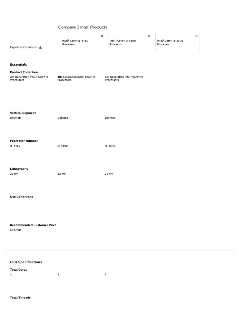 Intel® i3-4360 | PDF | Central Processing Unit | Hdmi