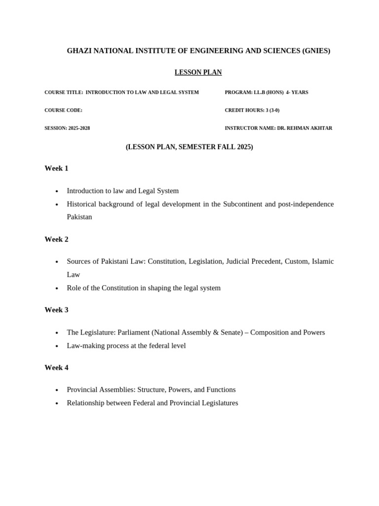 Introduction to Law Course Outline | PDF