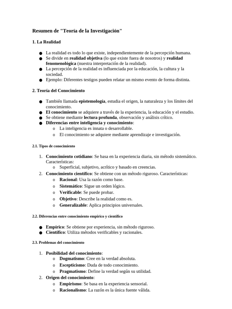 Teoría y Metodología de la Investigación | PDF | Conocimiento | Teoría