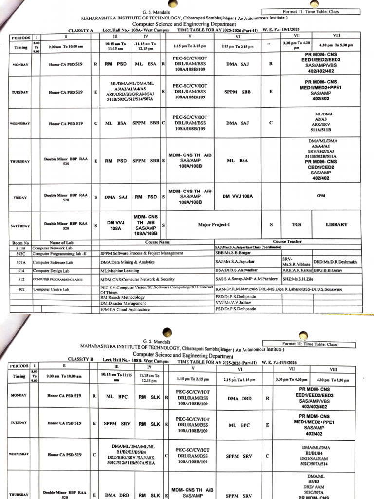 2025-2026 Computer Science Timetable | PDF | Computer Science | Computing