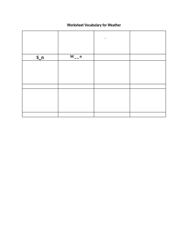 Worksheet Vocabulary For Weather | PDF
