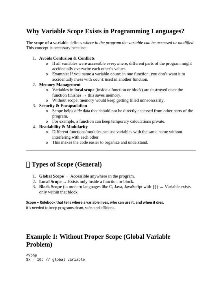 Understanding Variable Scope in Programming | PDF | Scope (Computer ...