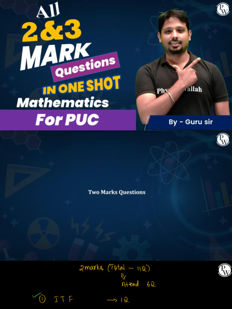 2, 3 Marks Questions - Mathematics - One Shot - Guru Sir - Notes | PDF