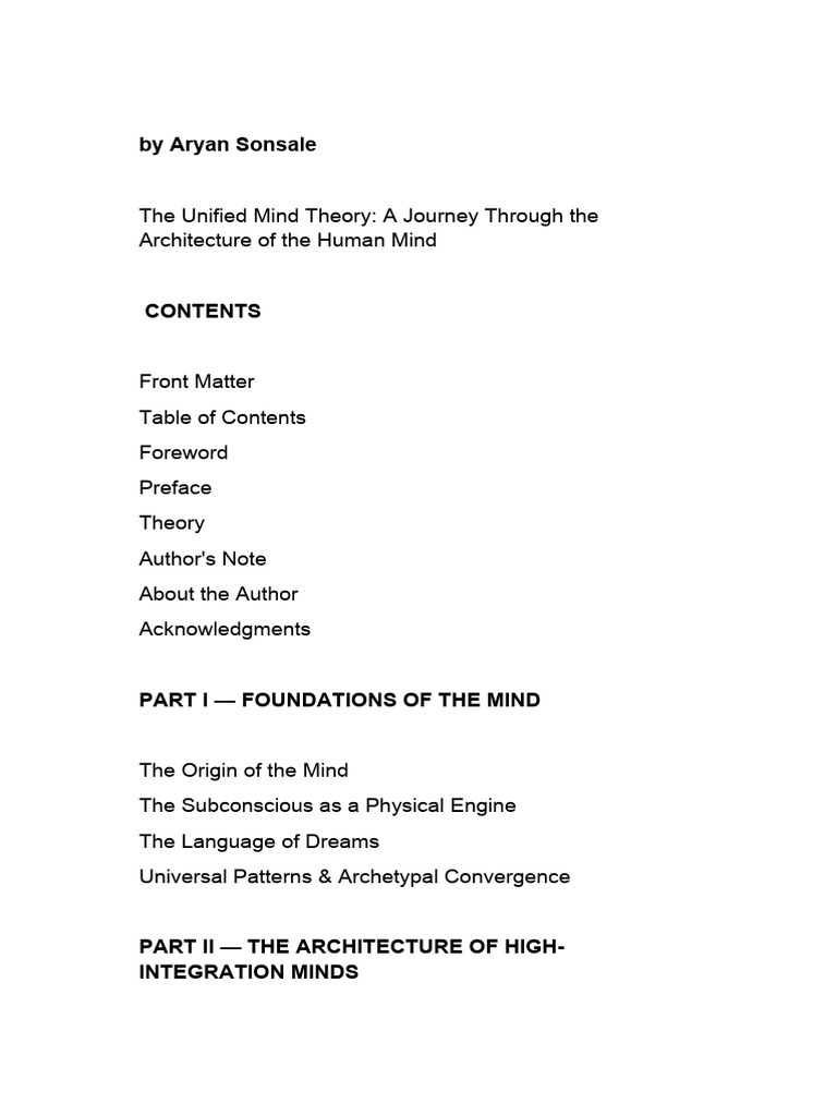 Unified Mind Theory: Architecture of Cognition | PDF | Mind | Emotions