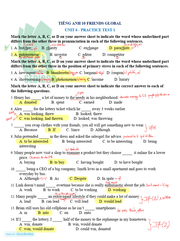 English 10 Unit 6 Practice Test Guide | PDF