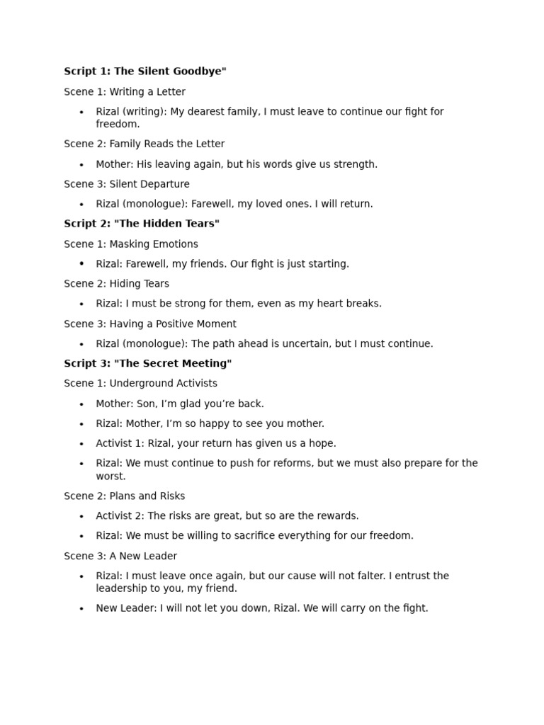 Rizal's Emotional Farewell Scripts | PDF