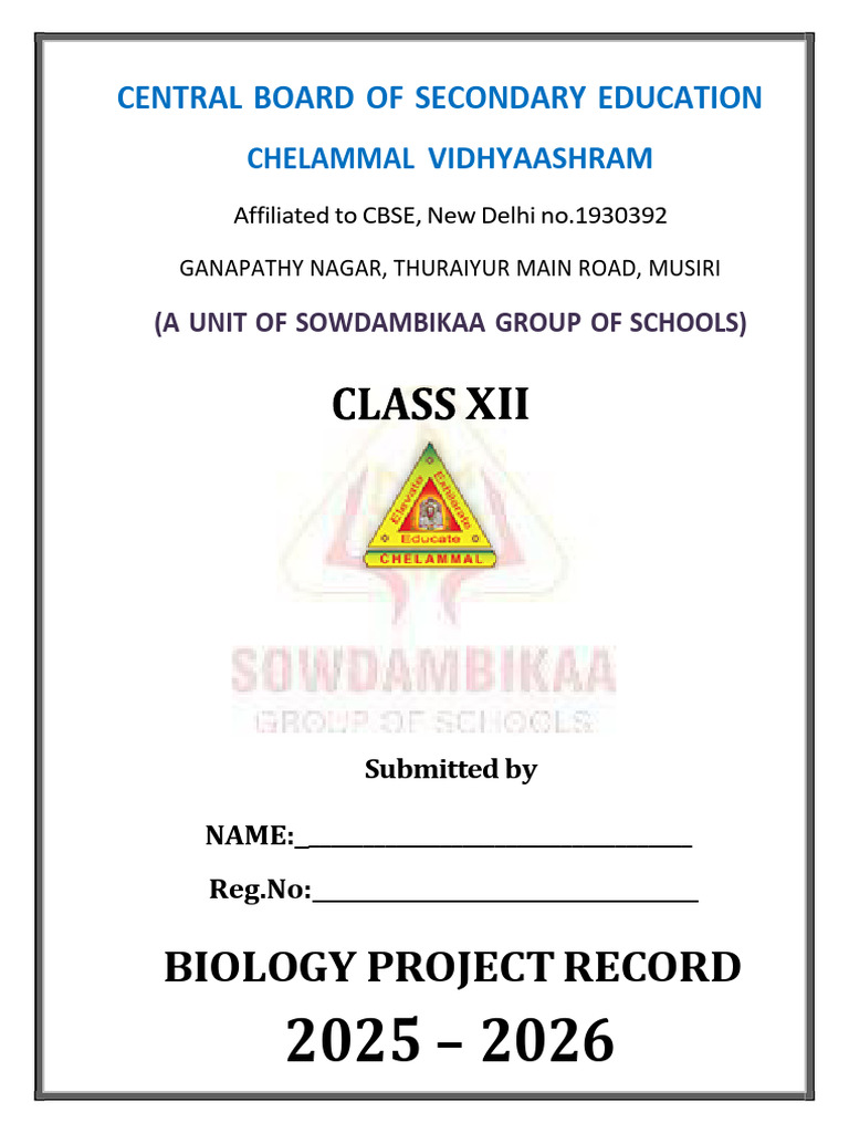 CBSE Class XII Biology Project Record | PDF