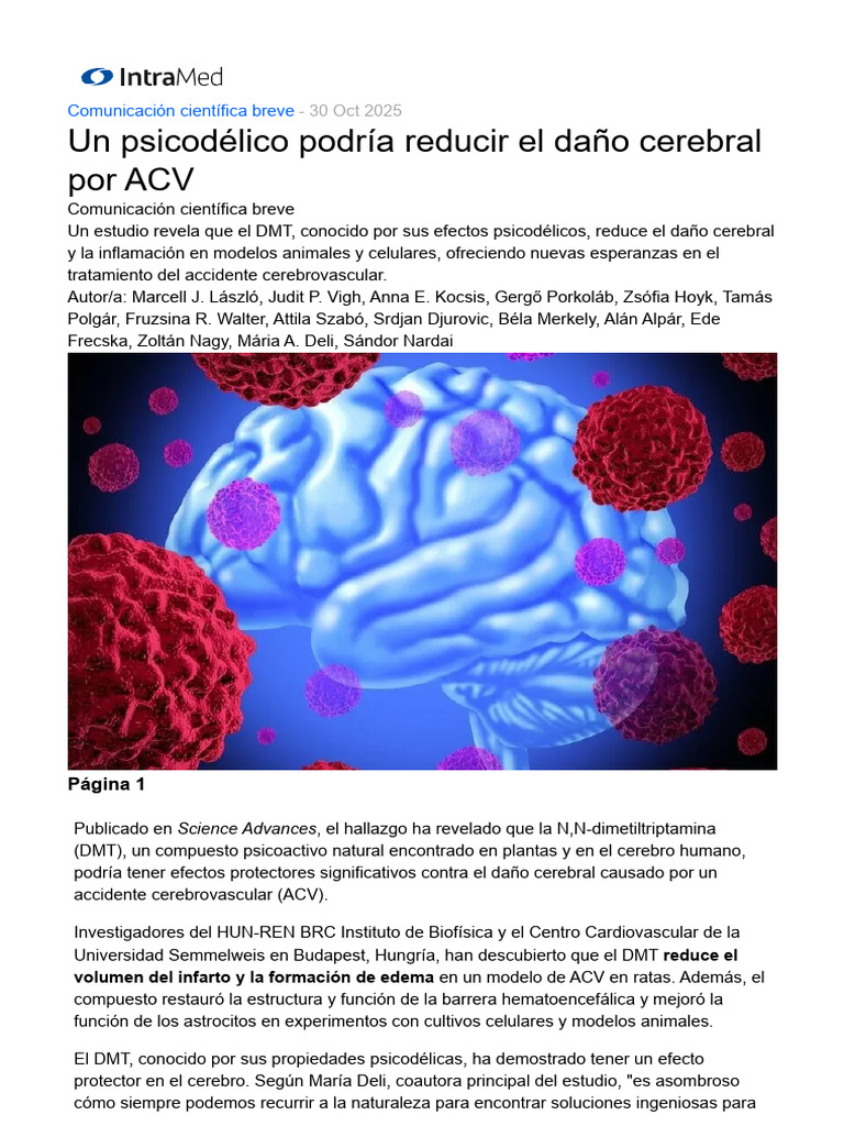 DMT: Potencial Neuroprotector en ACV | PDF | Citocina | Inflamación