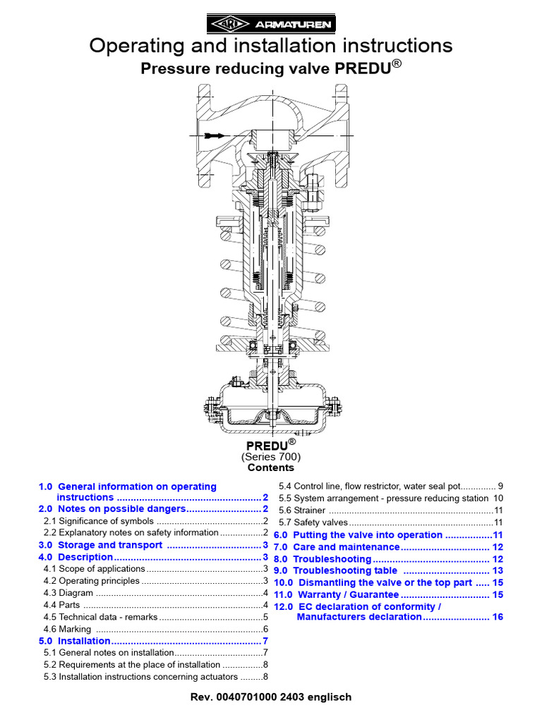 PREDU® Pressure Reducing Valve Guide | PDF | Valve | Mechanical Engineering