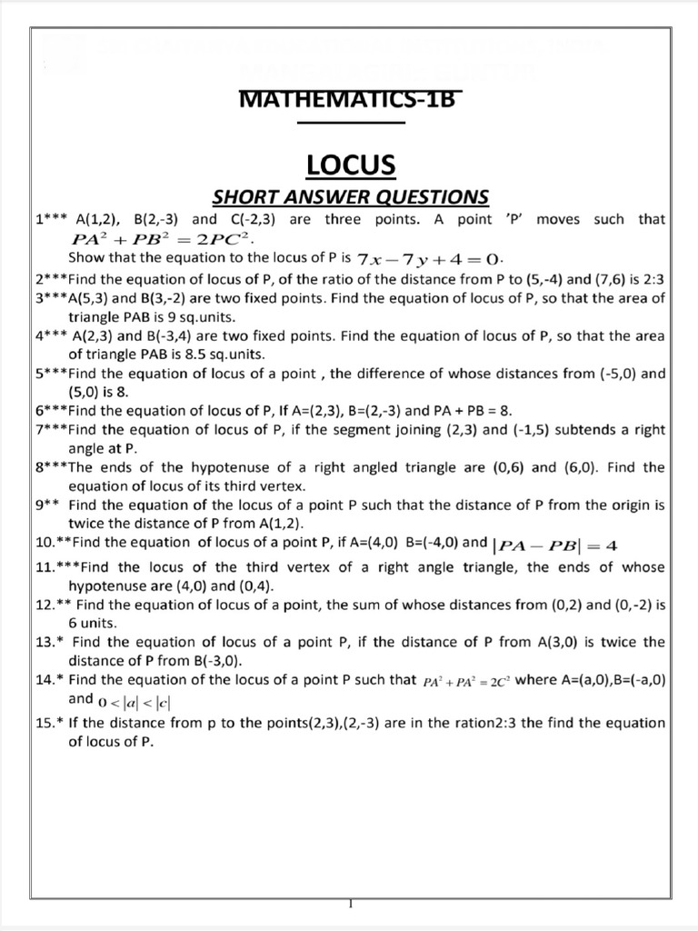 Maths 1B Imp Questions | PDF