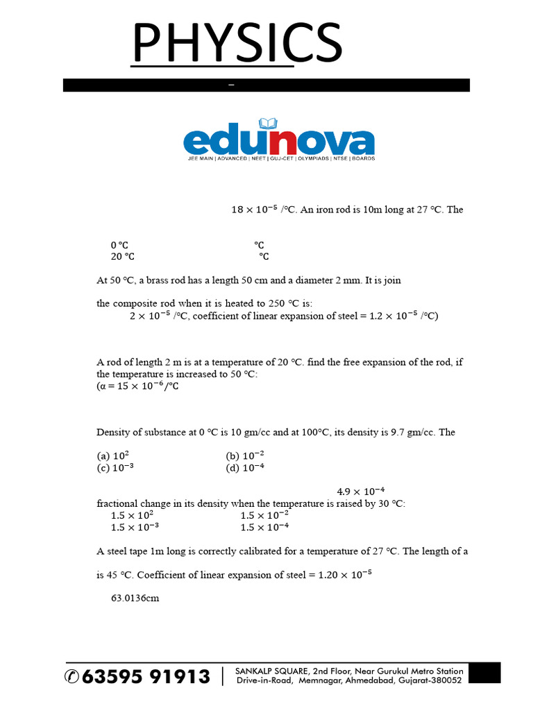 Thermal Expansion Problems and Solutions | PDF | Thermal Expansion ...