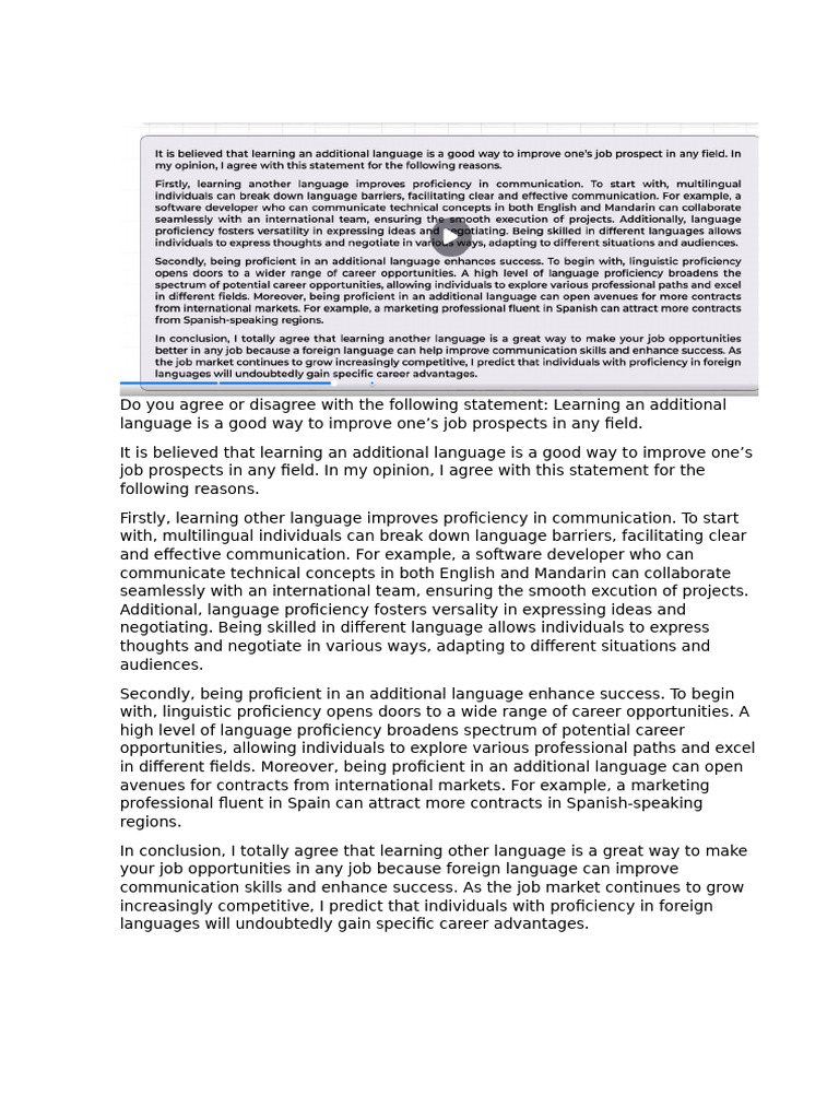 Do You Agree or Disagree With the Following Statement | PDF