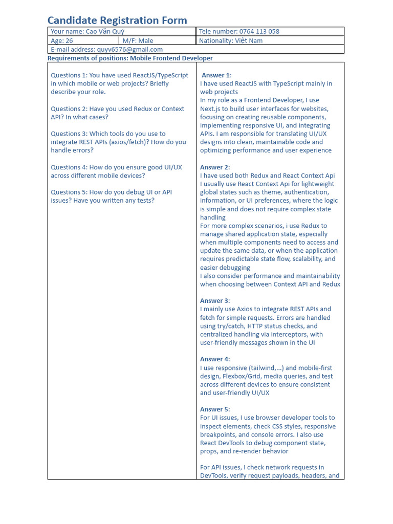 Mobile Frontend Developer Registration | PDF | Computer Engineering ...