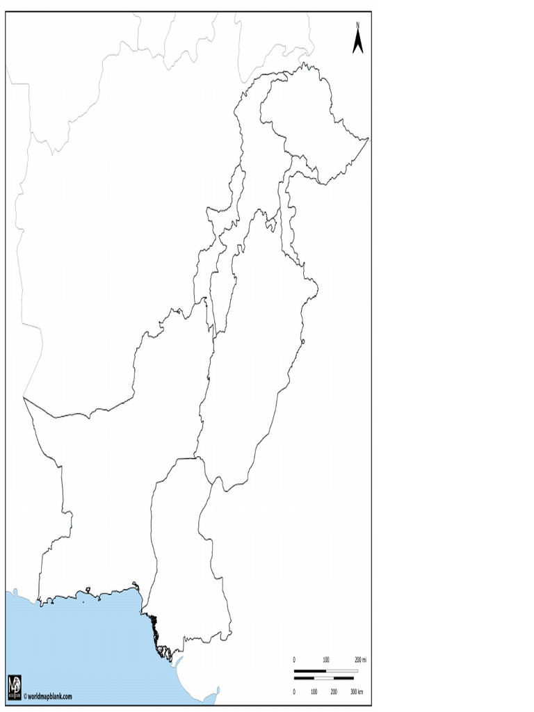 Outline Map of Pakistan With Neighboring Countries A4 | PDF
