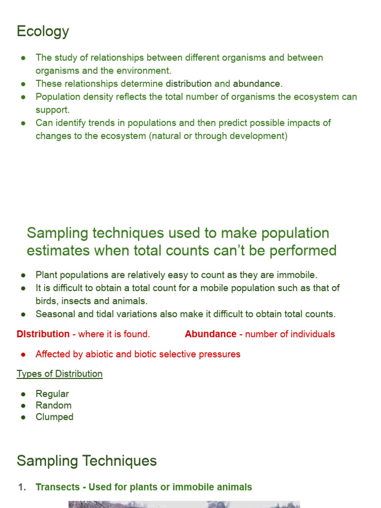 Understanding Ecology and Sampling Techniques | PDF | Ecology | Biology