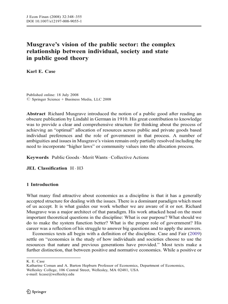 Musgrave's Public Good Theory Explained | PDF | Public Good | Economics