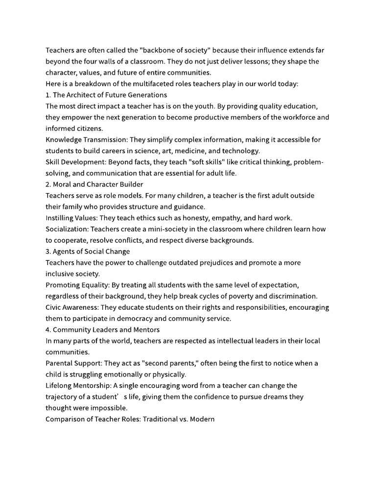 The Essential Roles of Modern Teachers | PDF