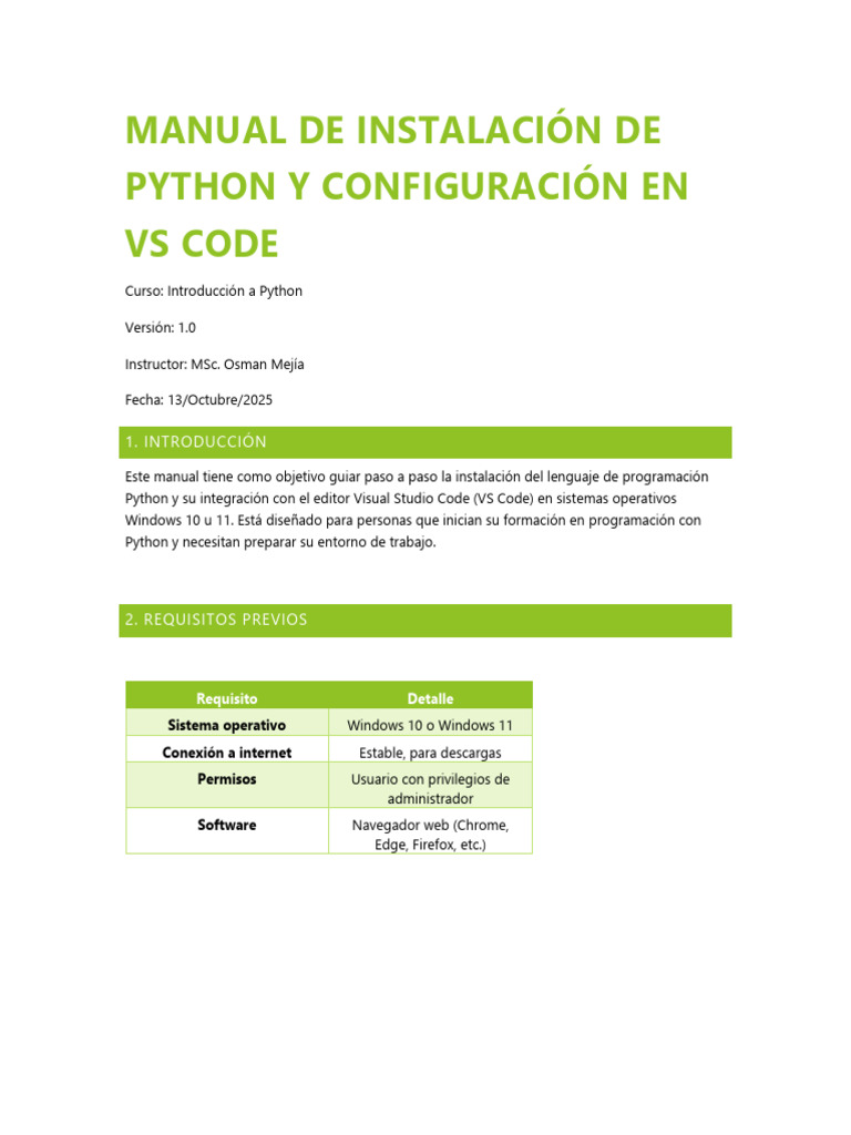 Instalación de Python y VS Code en Windows | PDF