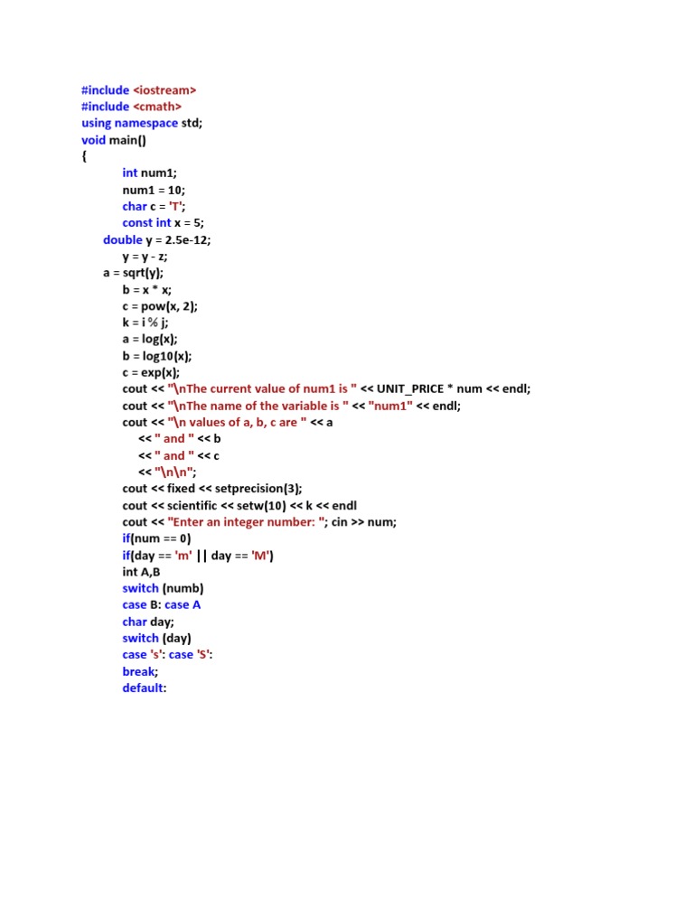 C++ Code Snippet with Math Functions | PDF | Teaching Methods ...