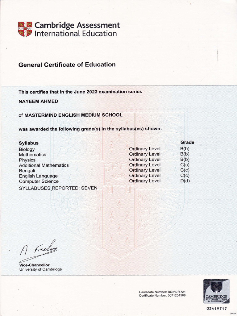 O Level Certificate | PDF