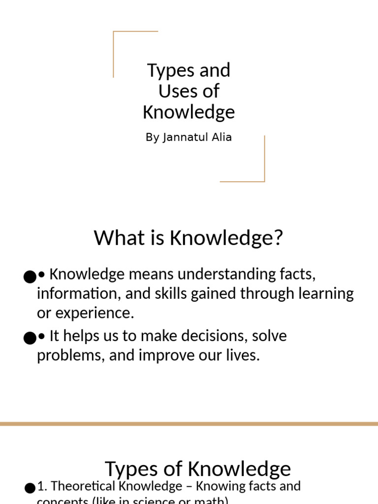 Types and Uses of Knowledge | PDF