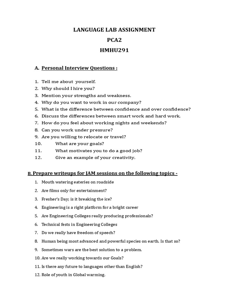Language Lab Assignment | PDF