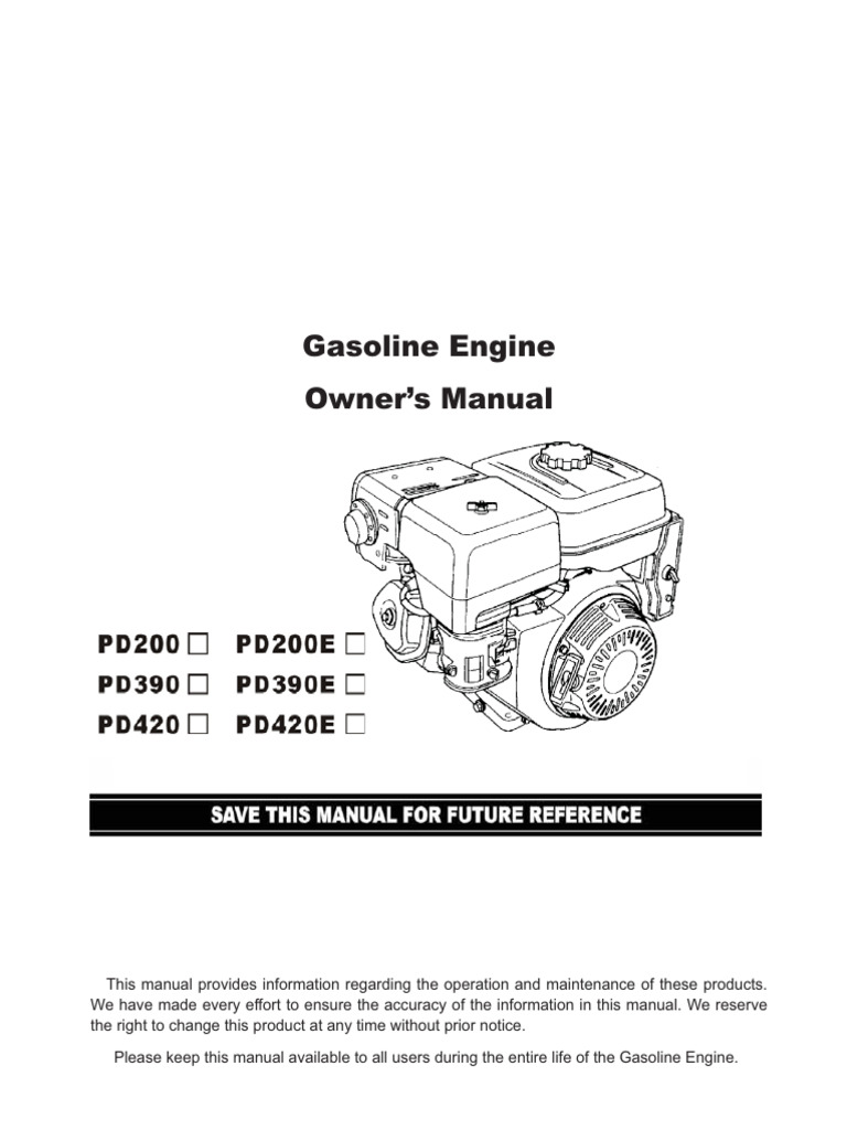 Gasoline Engine Owner's Manual Guide | PDF | Gasoline | Motor Oil