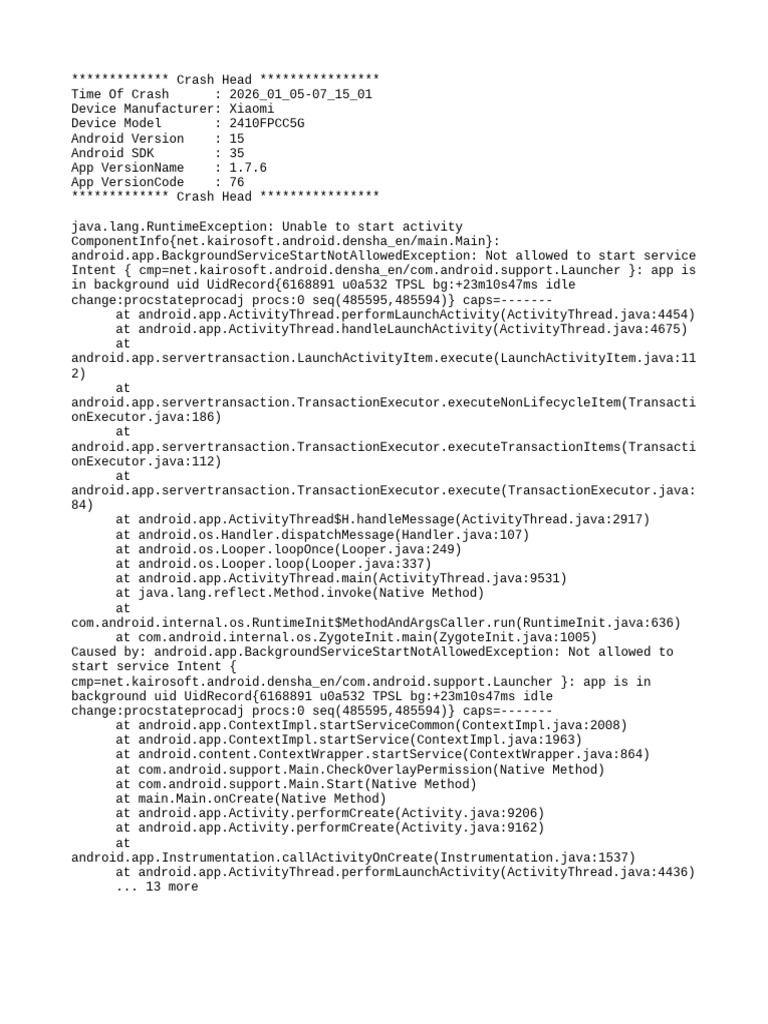 Xiaomi App Crash Report Analysis | PDF | Android (Operating System ...