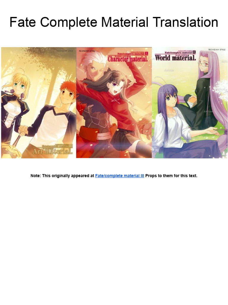 【美品】Fate/complete material World materi~ Amazon.com: Fate/complete material I・II・III [ART BOOK - JAPANESE