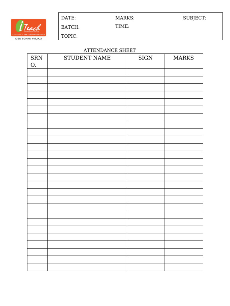 Attendance Sheet Template | PDF