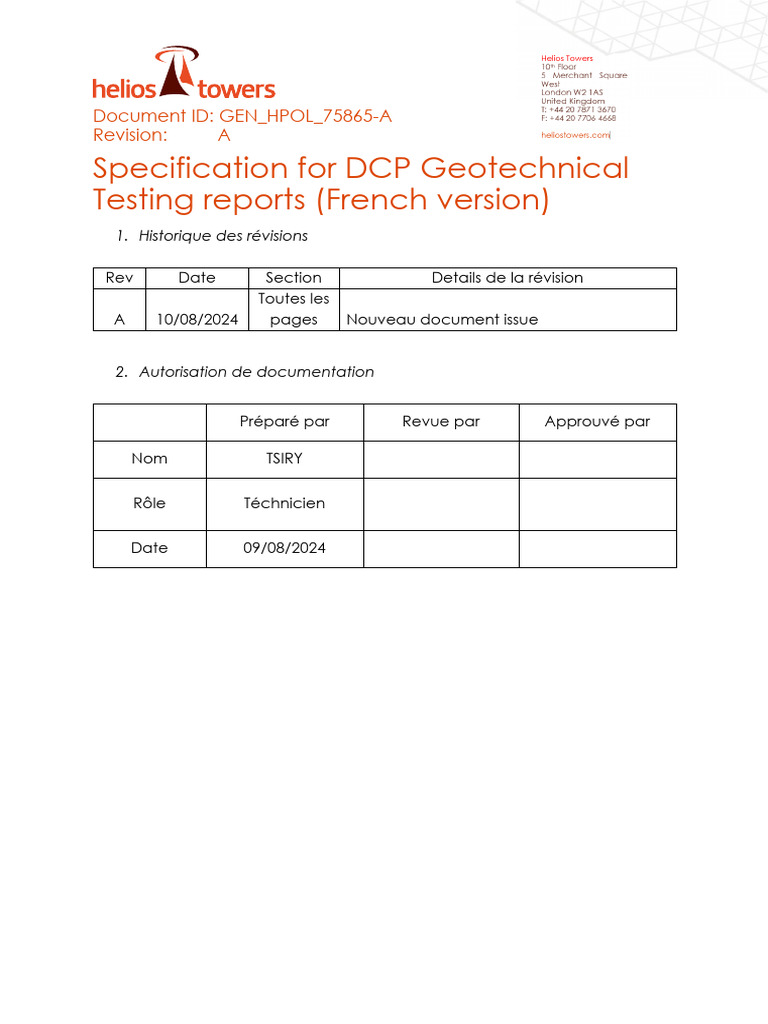 Spécifications des Tests Géotechniques DCP | PDF | Quantité | Grandeur ...