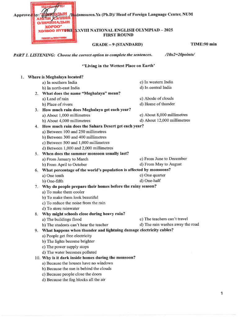 9 Standard Test | PDF