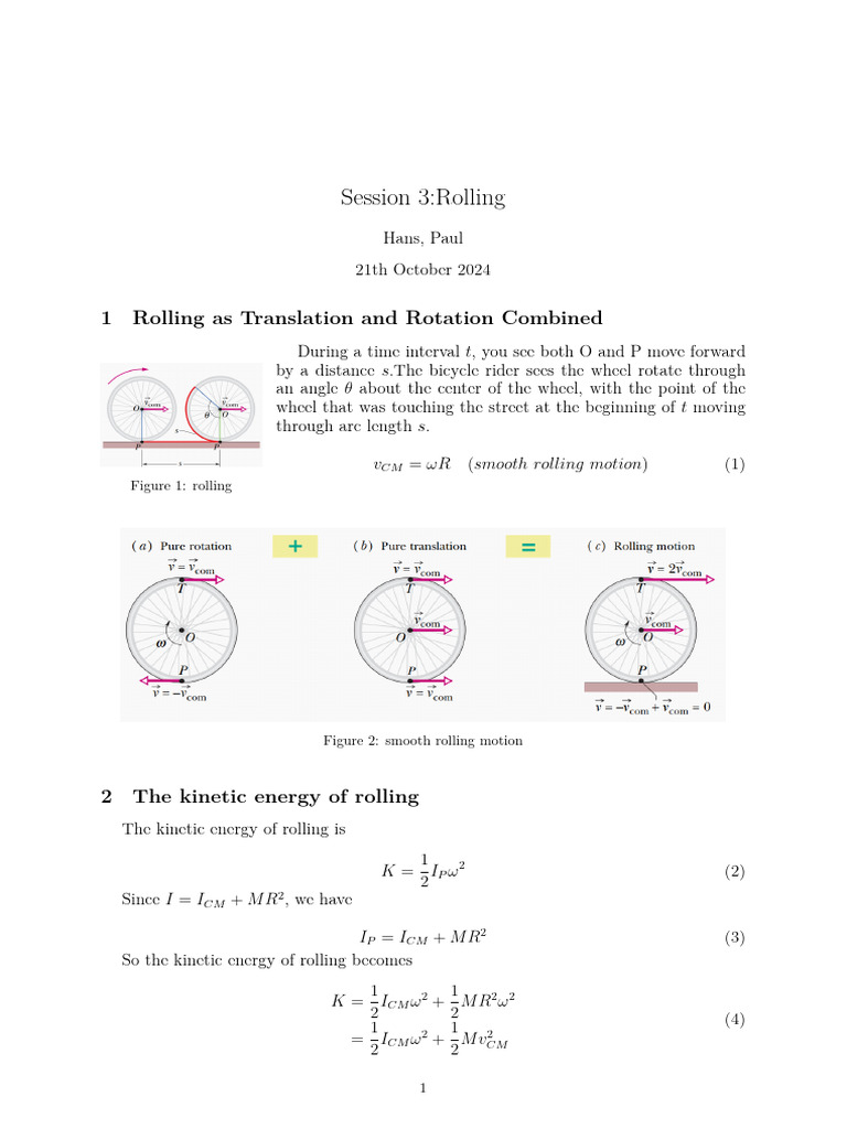 Session 3Rolling | PDF | Angular Momentum | Applied And ...