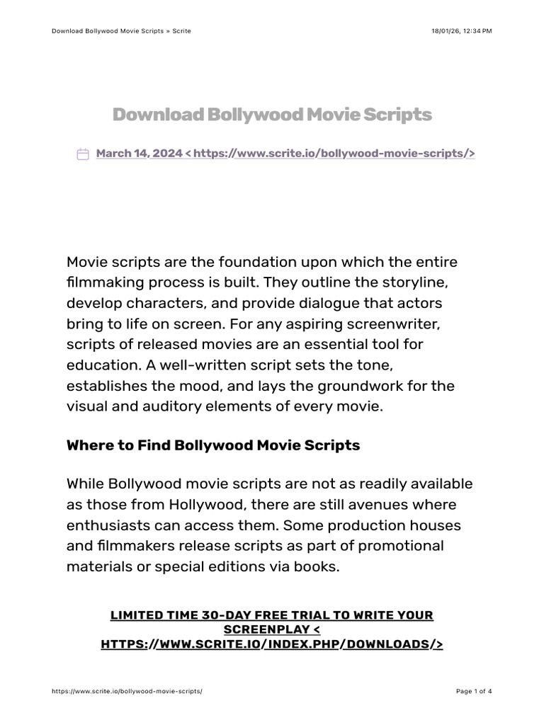 Download Bollywood Movie Scripts Online | PDF | Screenplay | Screenwriting