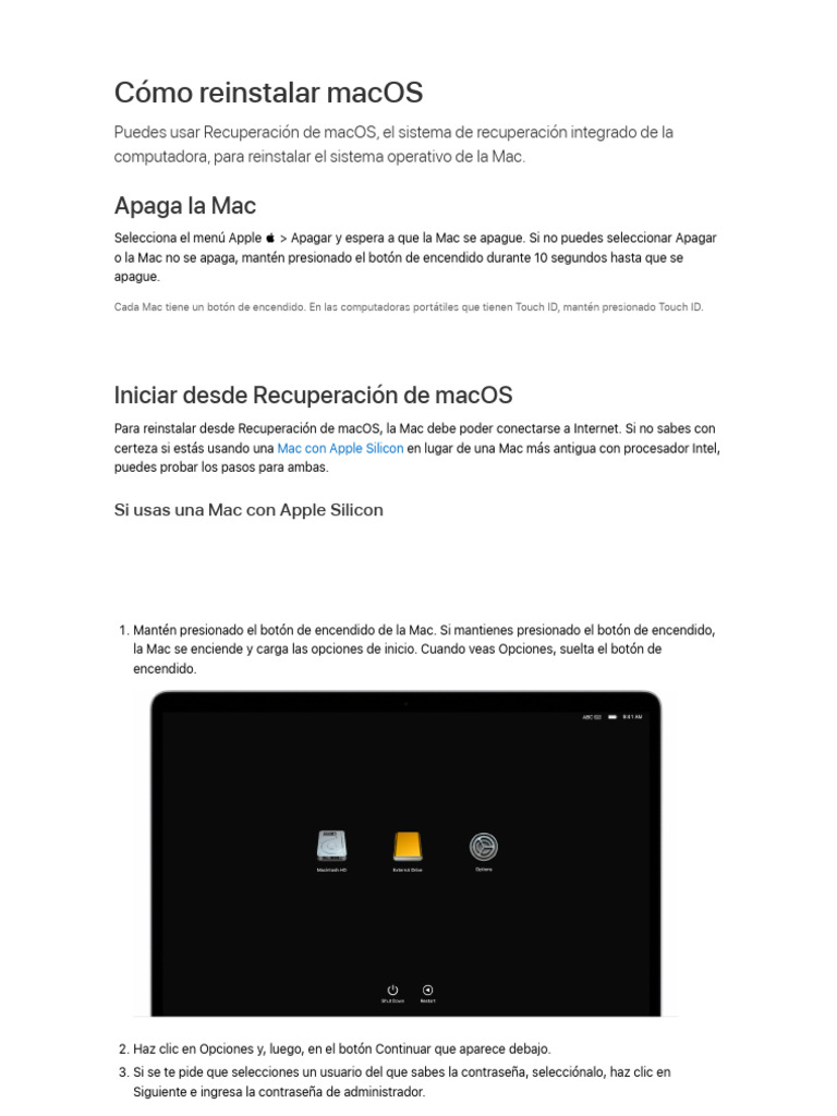 Reinstalar macOS: Guía Paso a Paso | PDF | Mac OS | Apple Inc.