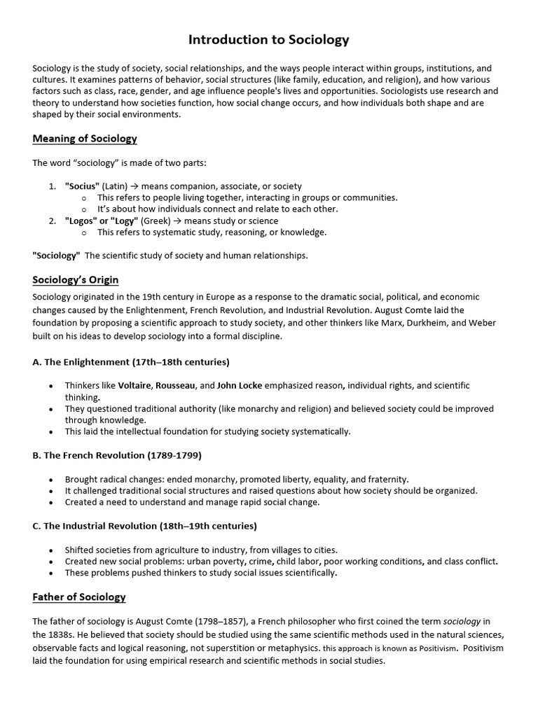 Intro to Sociology 1-2 | PDF | Sociology | Socialization
