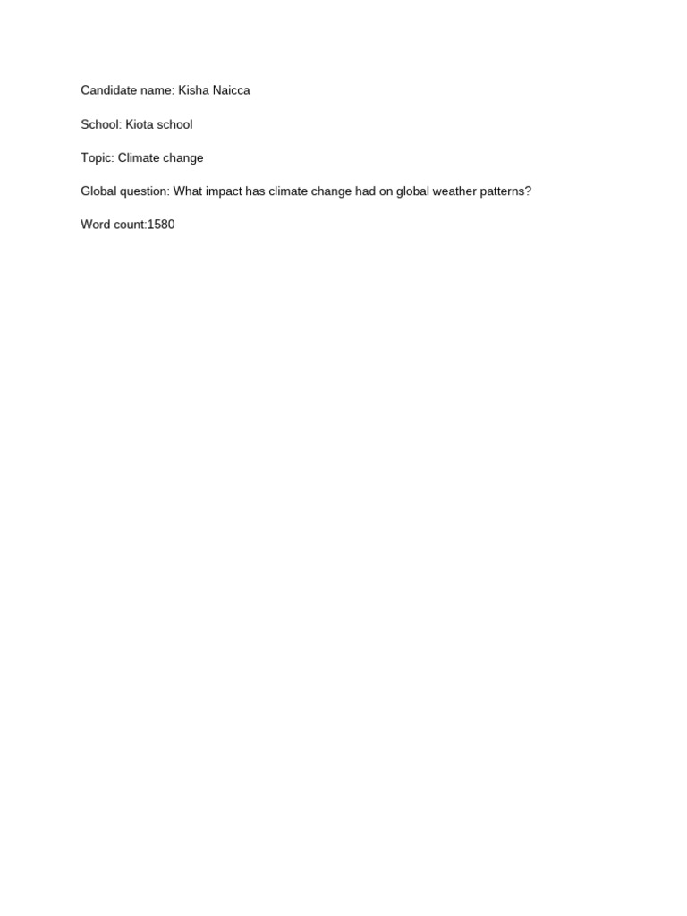 Impact of Climate Change on Weather Patterns | PDF | Climate Change ...