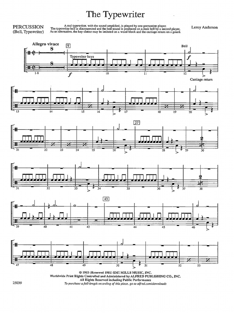 The Typewriter - Percussion (Bell, Typewriter) | PDF