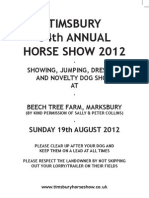 Timsbury Show Schedule 2012