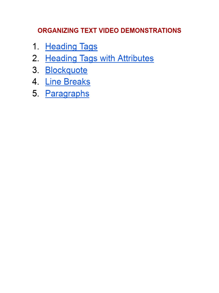 Organizing Text Video Demonstrations | PDF