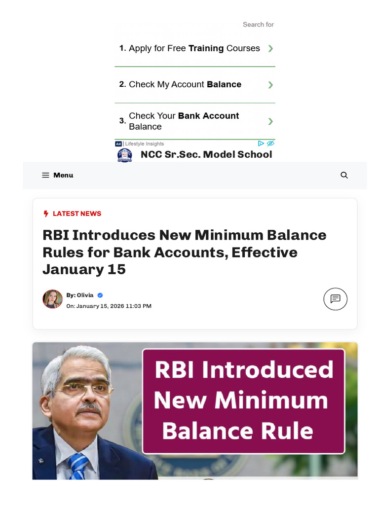 Nccschool in Rbi Introduces New Minimum Balance Rules for Bank Accounts ...