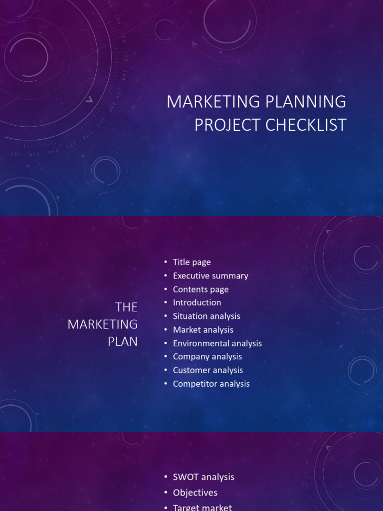 Marketing Plan Project Checklist | PDF | Marketing | Strategic Management