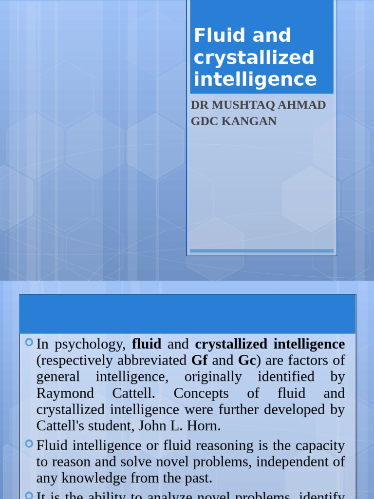 Fluid and Crystallised Intelligence | PDF | Intelligence | Learning