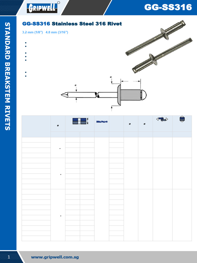 SS316 Stainless Steel 316 Rivet | PDF | Rivet | Stainless Steel