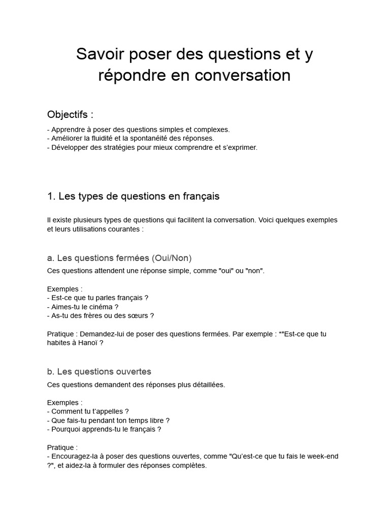 Questions en français : Guide pratique | PDF