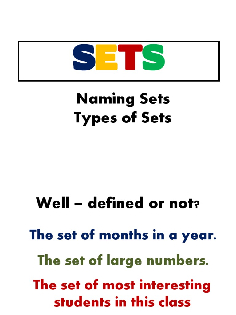 Types and Naming of Sets in Math | PDF | Set (Mathematics) | Formalism ...