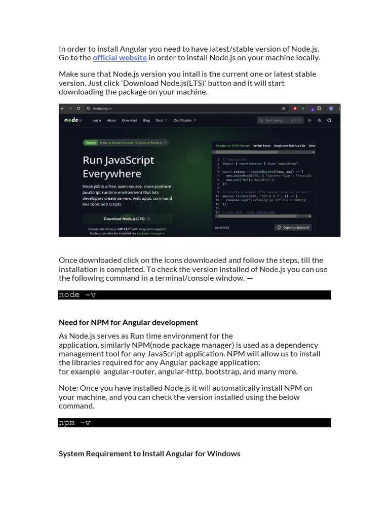 Install Angular on Windows: Step-by-Step Guide | PDF | Command Line ...