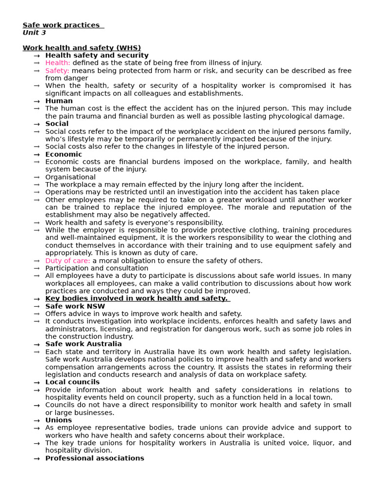 Essential WHS Practices for Hospitality | PDF | Occupational Safety And ...