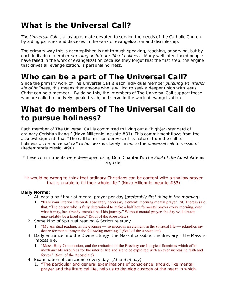 What Is The Universal Call Download Free PDF Eucharist Evangelism